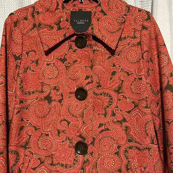 Talbots Paisley Print Stretch A-Line Coat, EUC (Looks New), Size Small - Picture 6 of 11